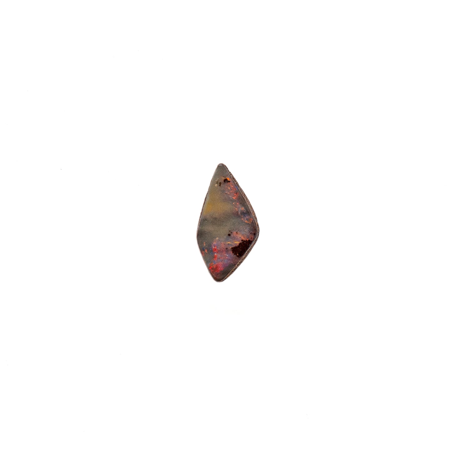 1.29ct Queensland Boulder Opal in a distinctive diamond shape, radiating with the rare and captivating hue of red, symbolizing the beauty of Australian sunsets. | Opalist