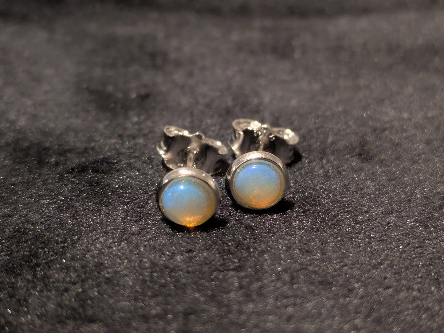 Sterling Silver Solid Opal Earrings