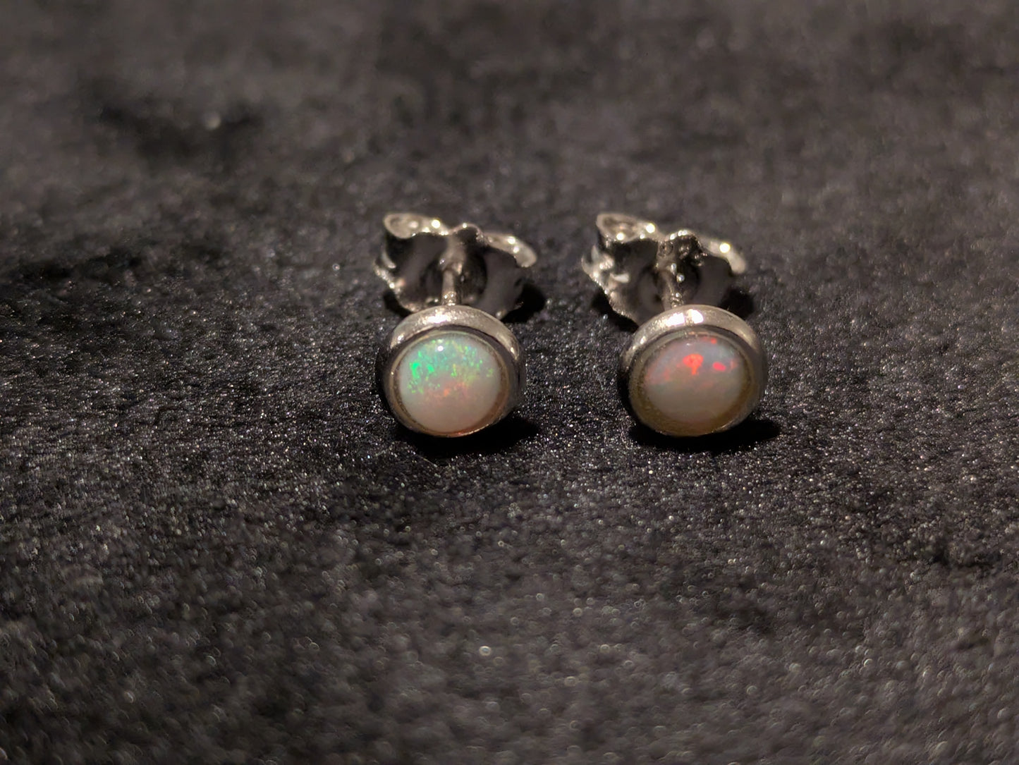 Sterling Silver Solid Opal Earrings