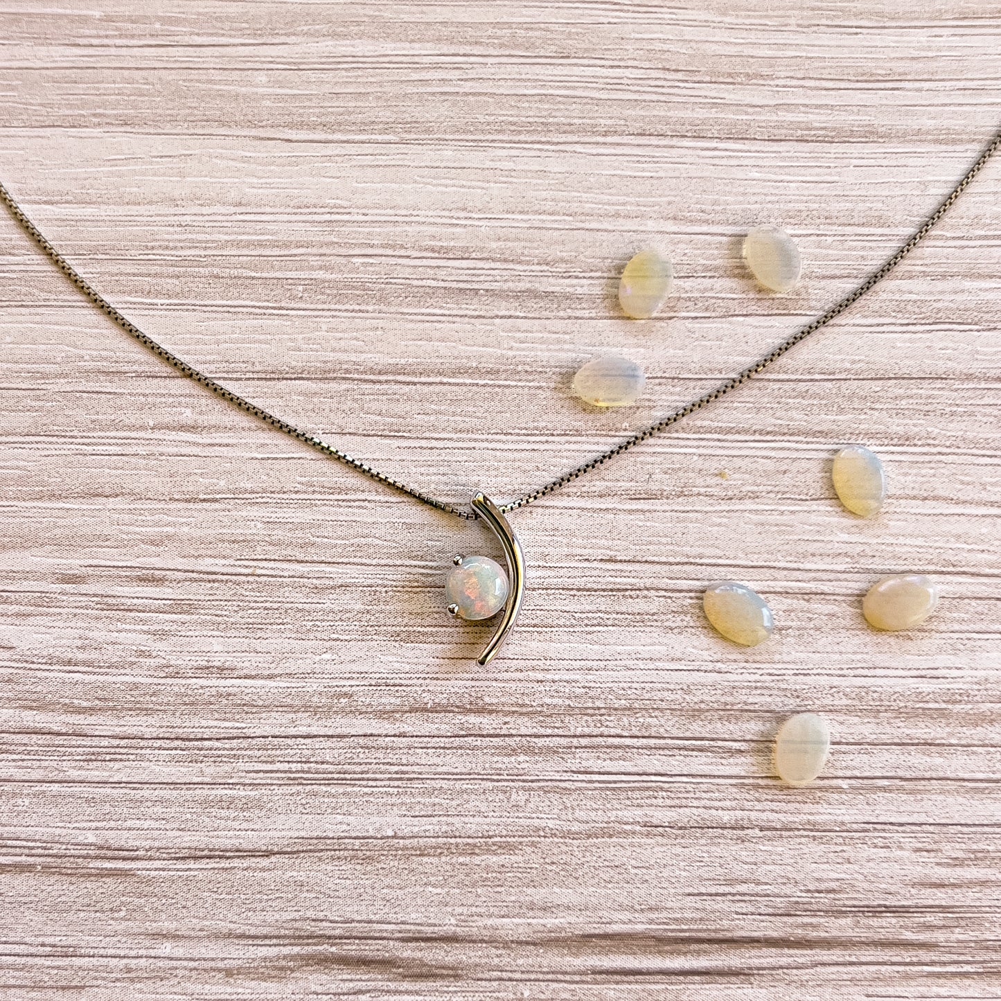 9ct White Gold White Opal Pendant - Opalist