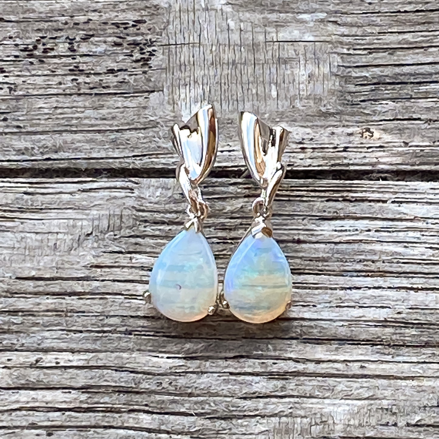 Sterling Silver Crystal Opal Earrings