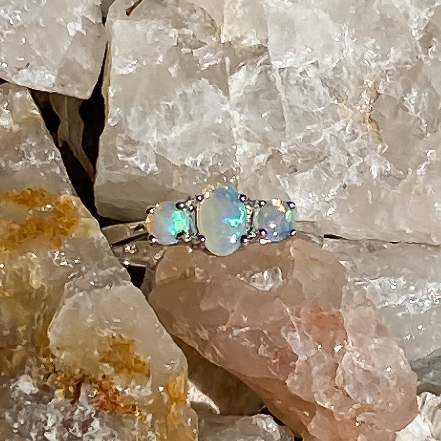Sterling Silver Crystal Opal Ring