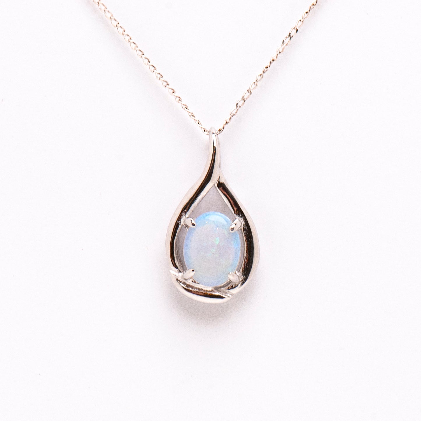 Sterling Silver Solid White Opal Pendant - Opalist
