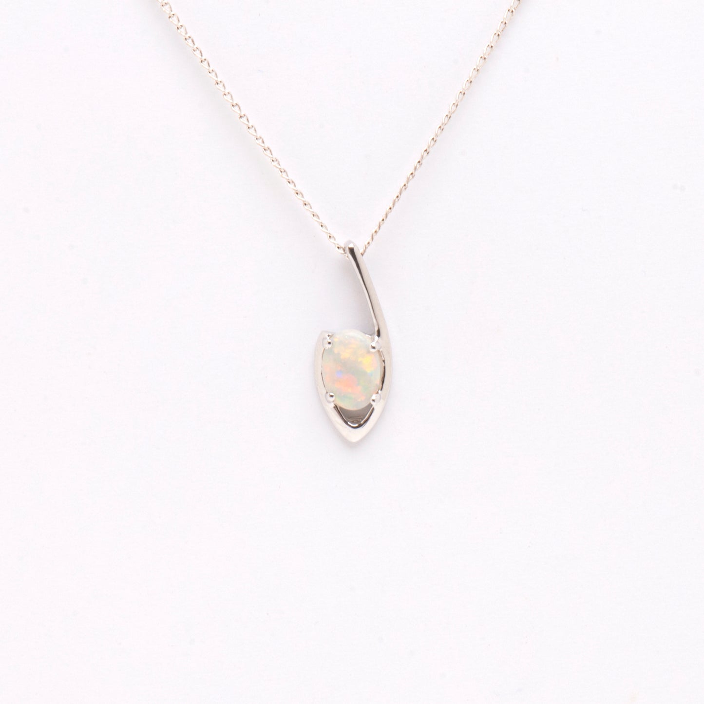 9ct White Gold Crystal Opal Pendant - Opalist