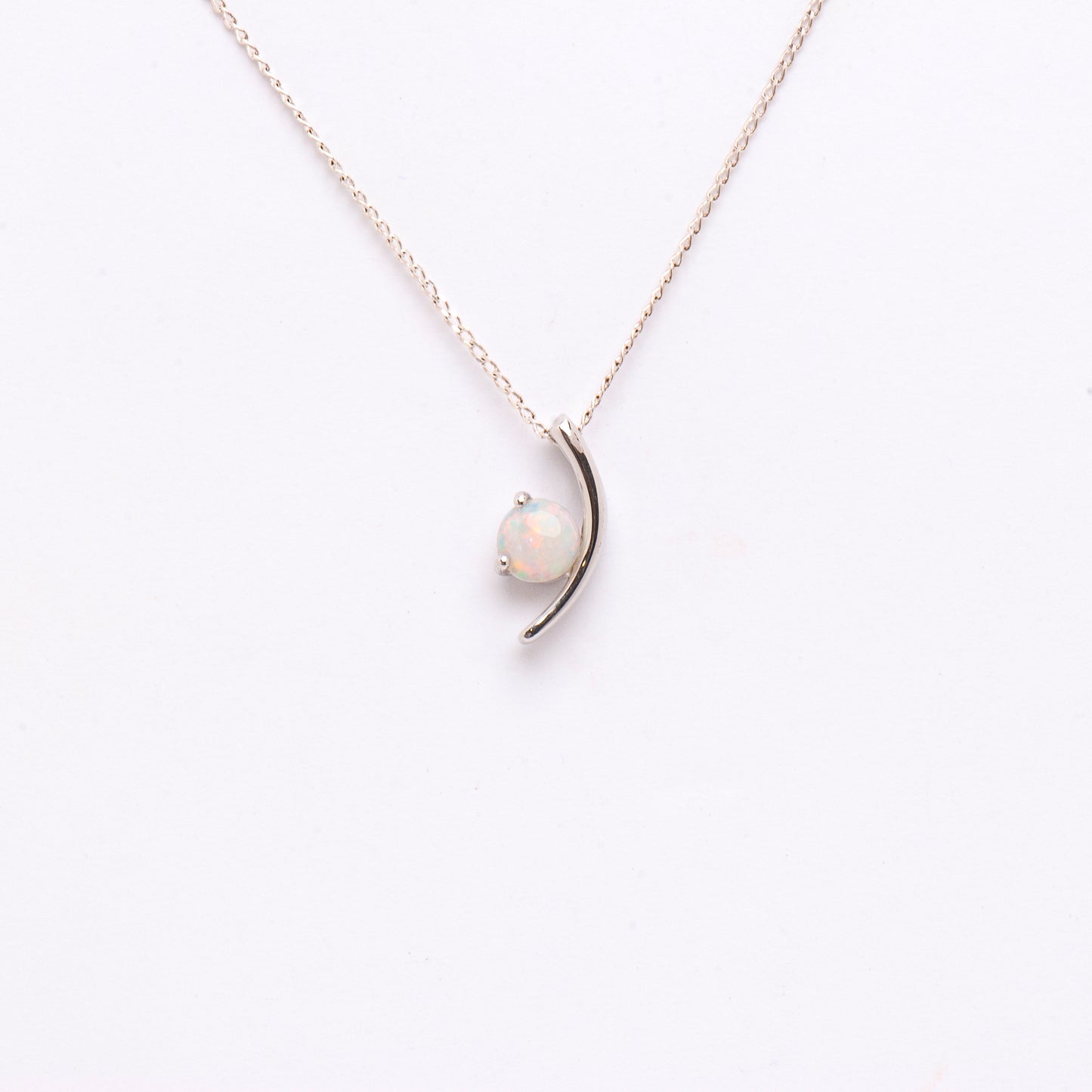 9ct White Gold White Opal Pendant - Opalist