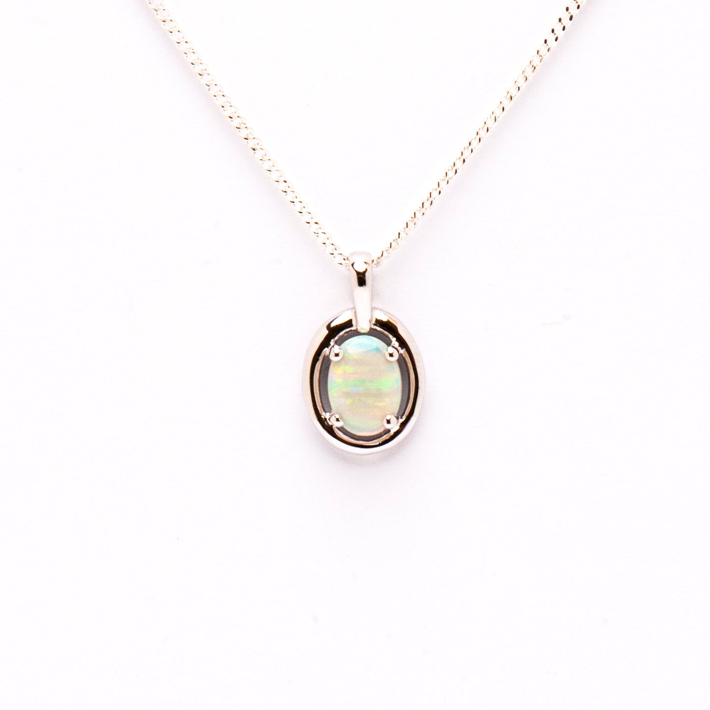 Sterling Silver Crystal Opal Pendant