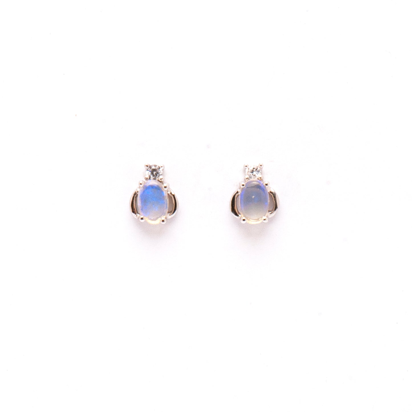 Sterling Silver Crystal Opal and Cubic Zirconia Earrings