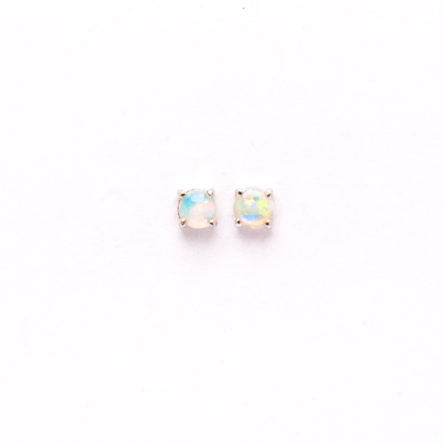 Sterling Silver Crystal Opal Stud Earrings