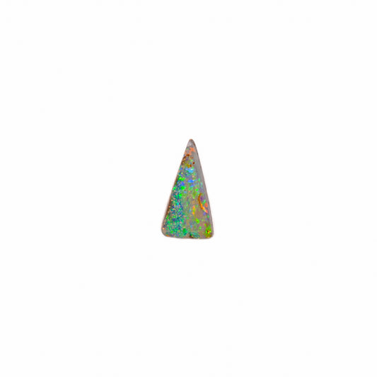 2.08ct Triangle Cut Queensland Boulder Opal Loose Stone, displaying a vivid blend of bright greens, radiant orange, and serene blue | Opalist