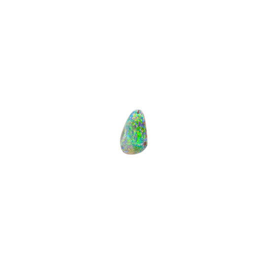 0.92ct free-form pear cut Queensland Boulder Opal showcasing bright green and subtle blue colors with a captivating flash of orange | Opalist