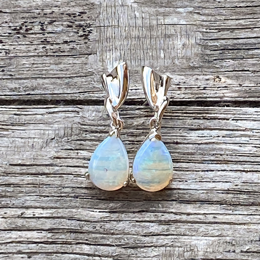 Sterling Silver Crystal Opal Earrings