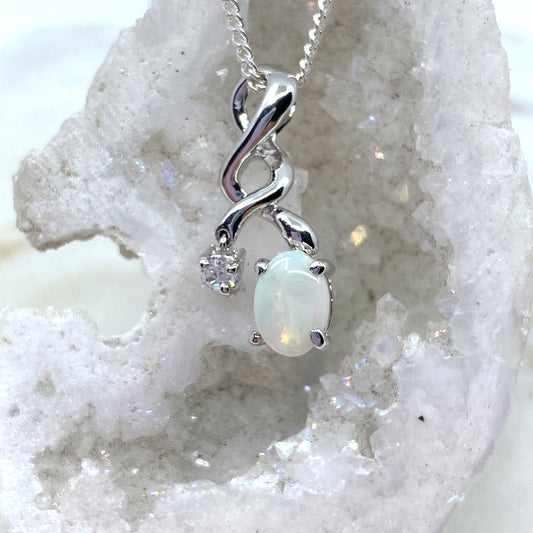 Sterling Silver White Opal Pendant