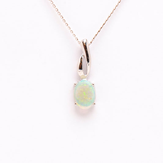 14ct White Gold White Opal Pendant - Opalist