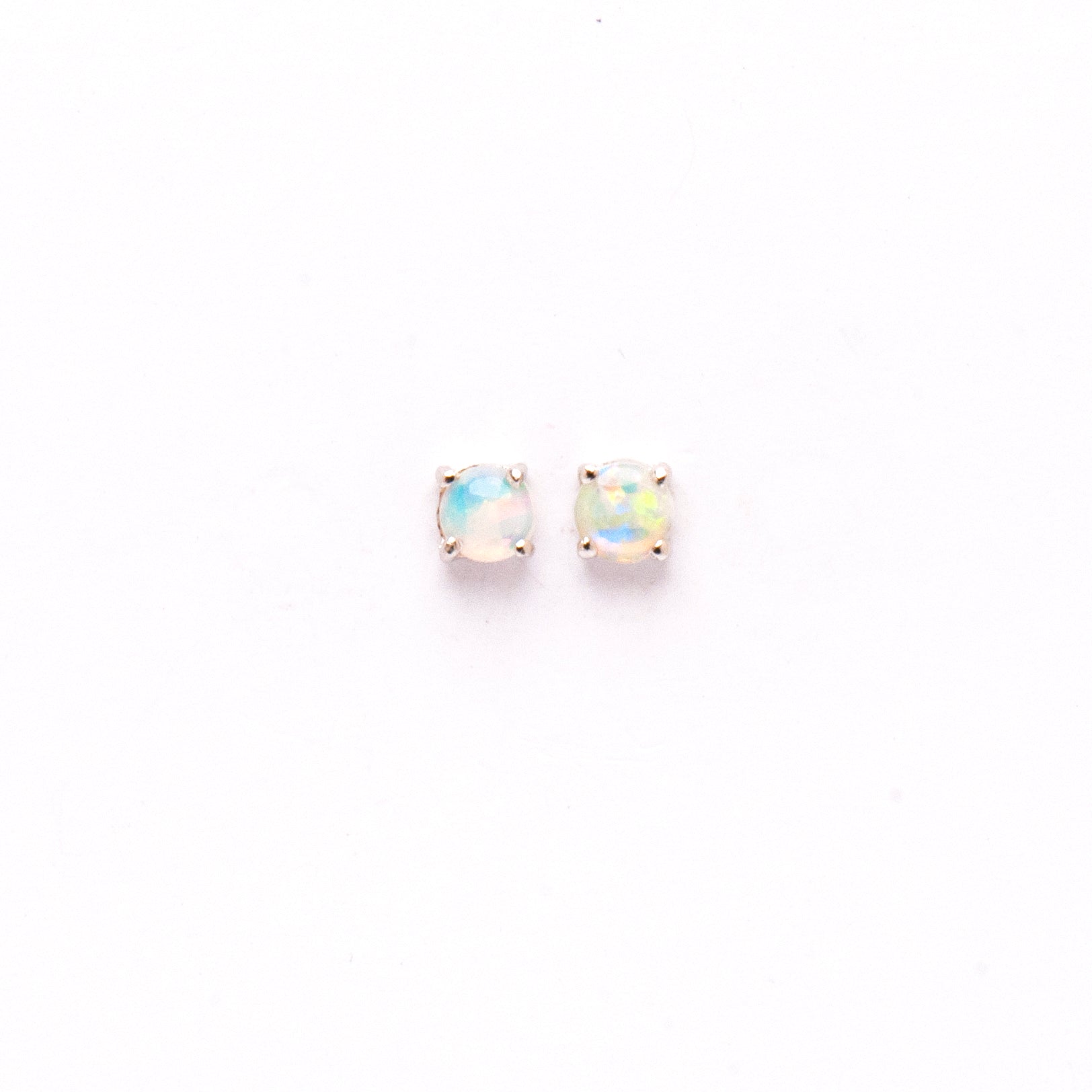 Sterling Silver Crystal Opal Stud Earrings