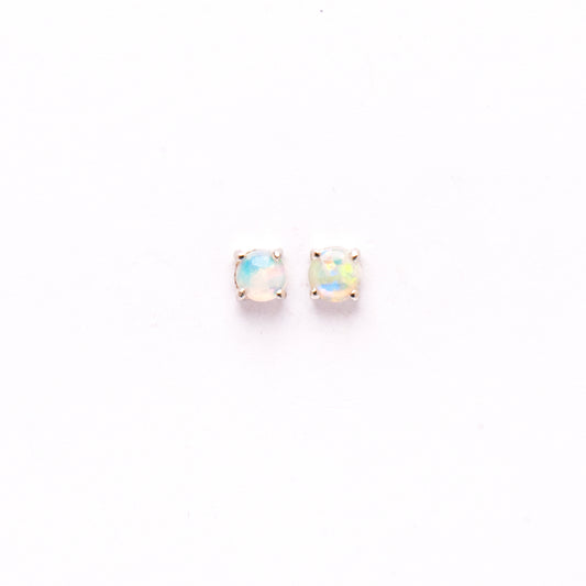 Sterling Silver Crystal Opal Stud Earrings