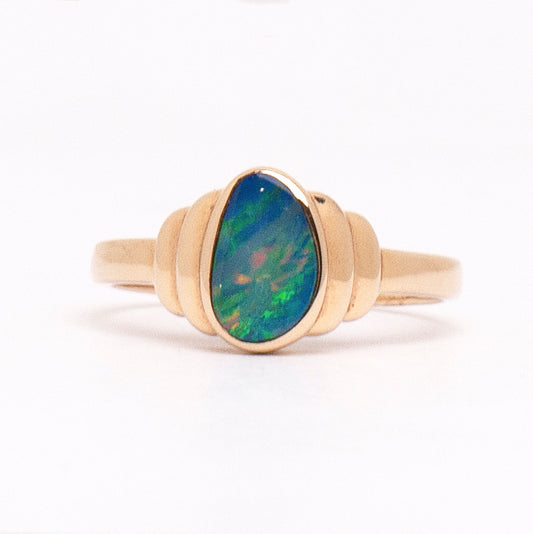 14ct Yellow Gold Doublet Opal Ring - Opalist